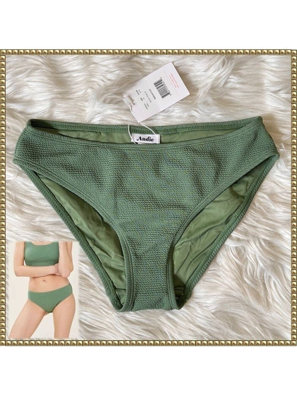 Andie Swim Sea Green Textured Bikini Bottom Size XS